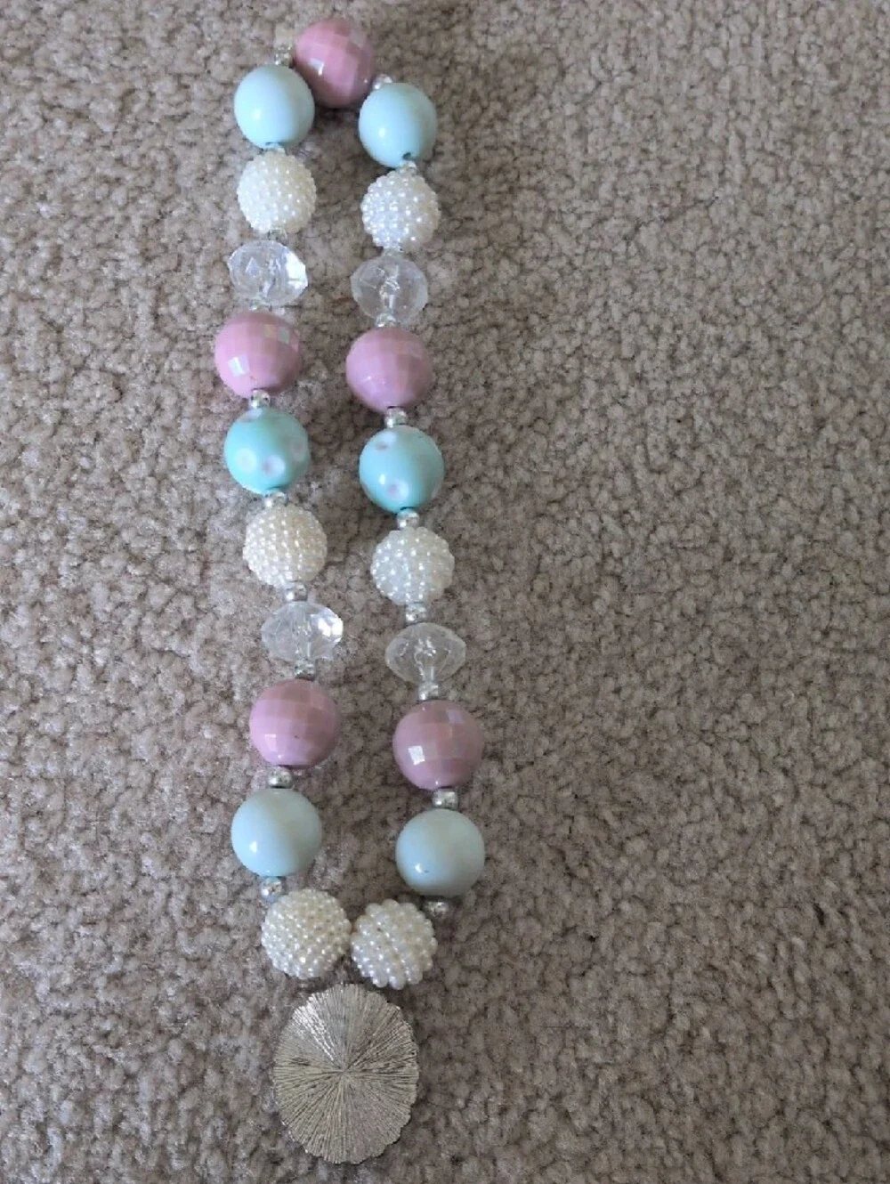 Kids Pink & Light Blue Unicorn Beaded Necklace